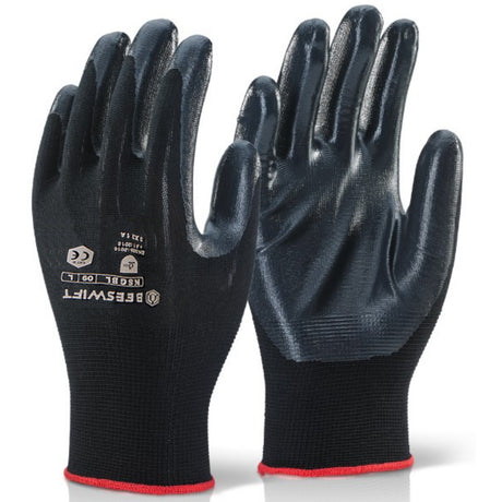 Beeswift Nite Star Nitrile Palm Coated Engineers Glove Seamless Work Gloves