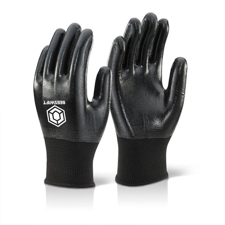 Beeswift Nitrile Fully Coated Polyester Work Gloves Liquid Proof