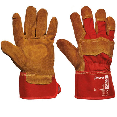 Pawa PG820 Rigger Gloves Split Leather Heavy Duty Work Gloves