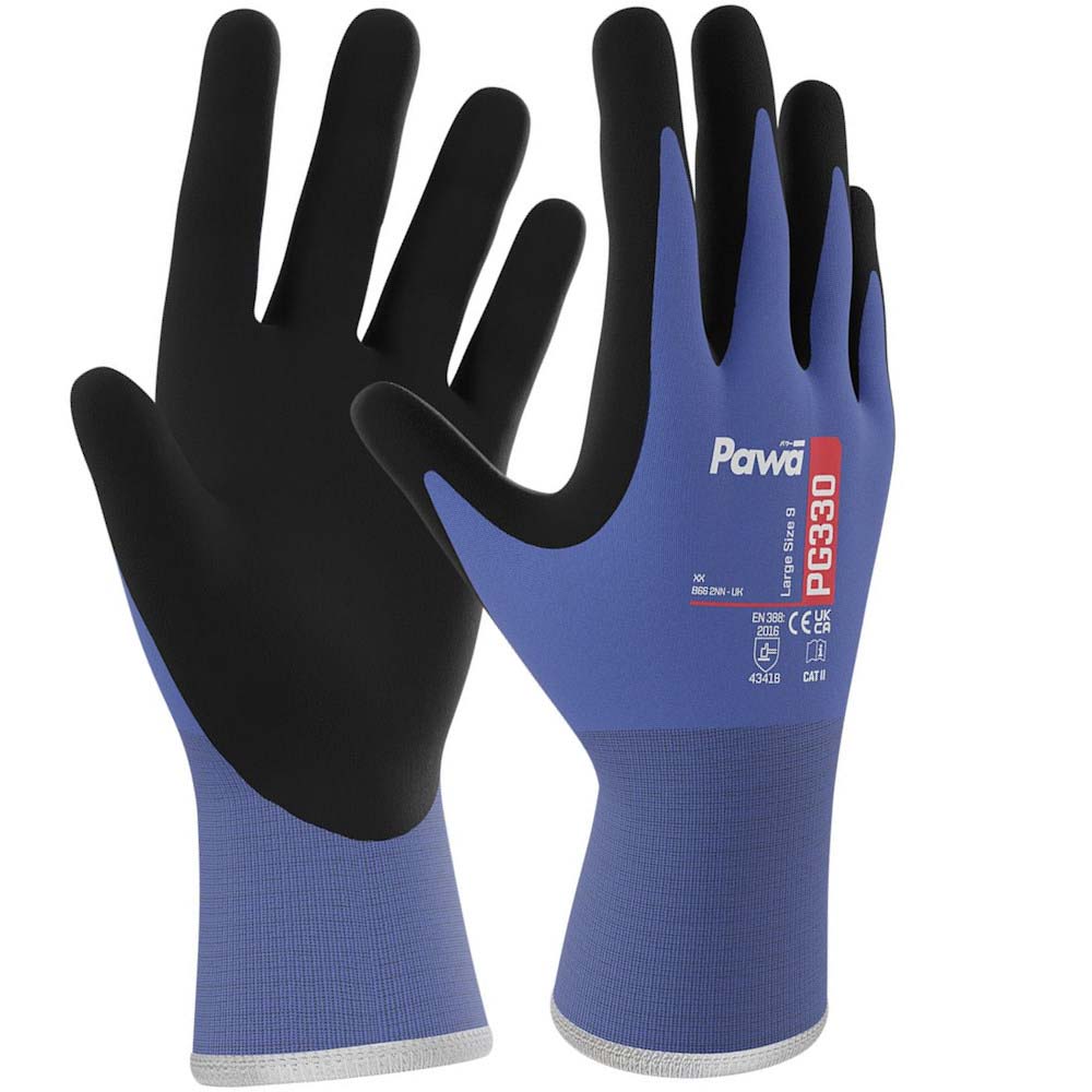 Pawa PG330 Cut Resistant Gloves Level B Nitrile Coated 18 Gauge