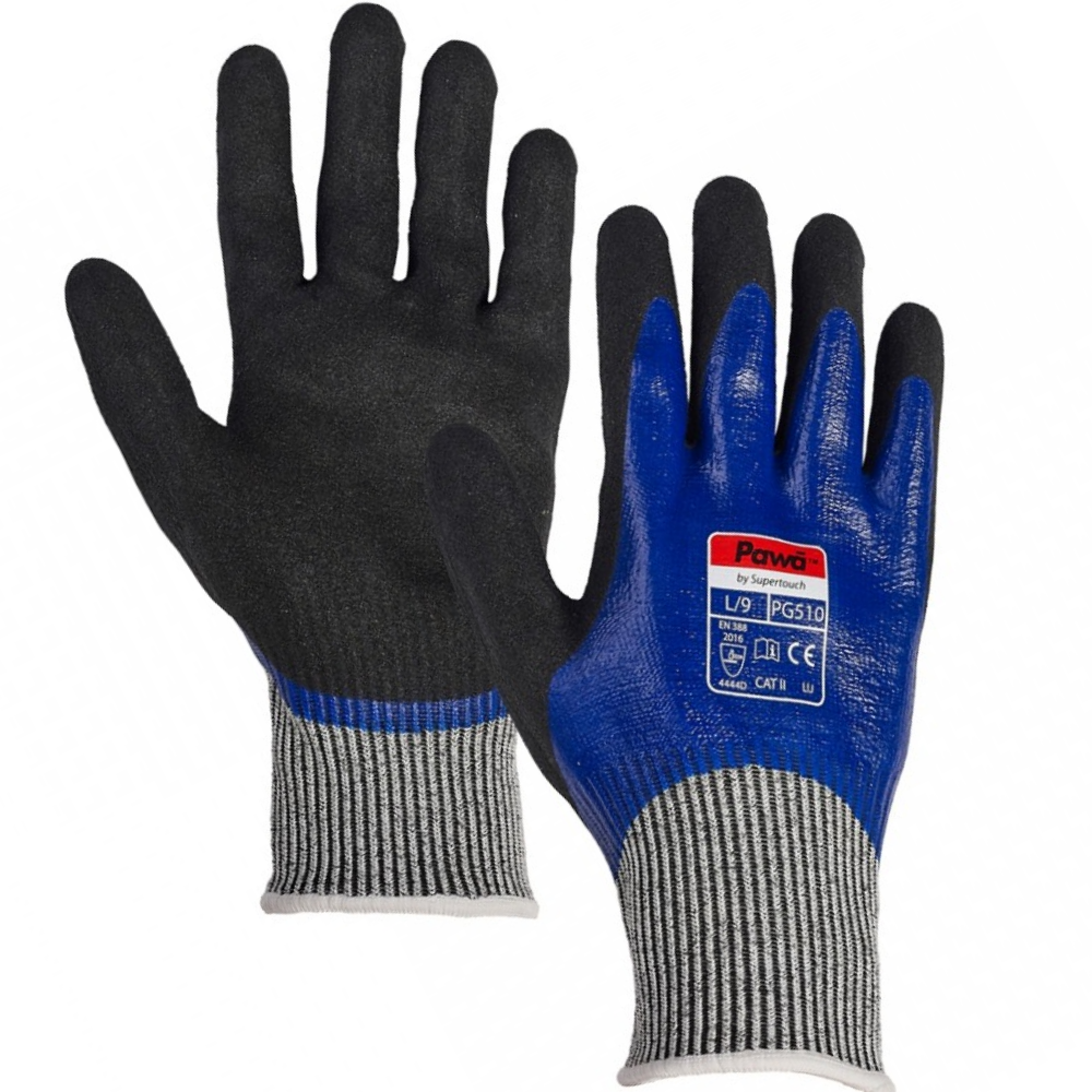 Pawa PG510 Cut Level D Work Gloves Oil Repellent Nitrile