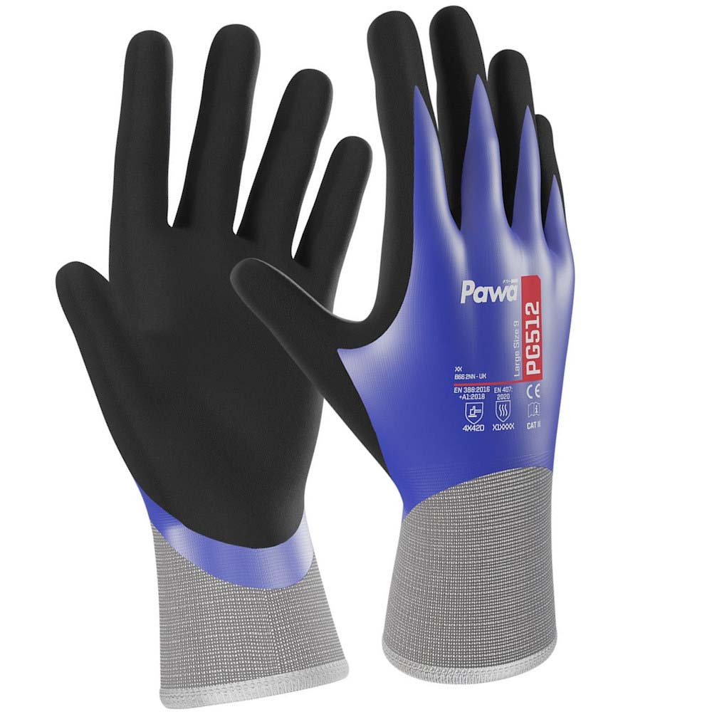 Pawa PG512 Cut Level D Heat Resistant Gloves Touchscreen Nitrile