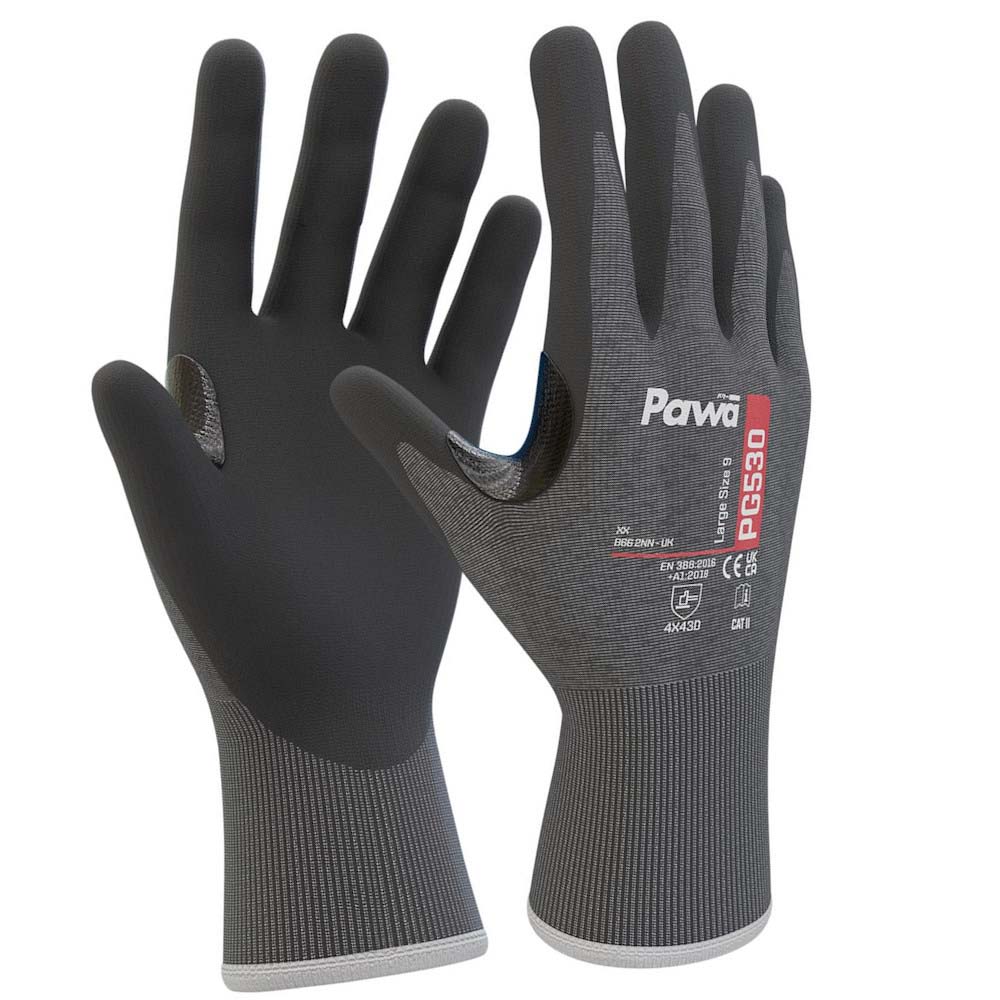 Pawa PG530 Cut Level D Work Gloves Nitrile Foam Palm Anti-Cut
