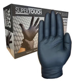 Supertouch Diamond Grip Black Nitrile Disposable Gloves Heavy Duty Work