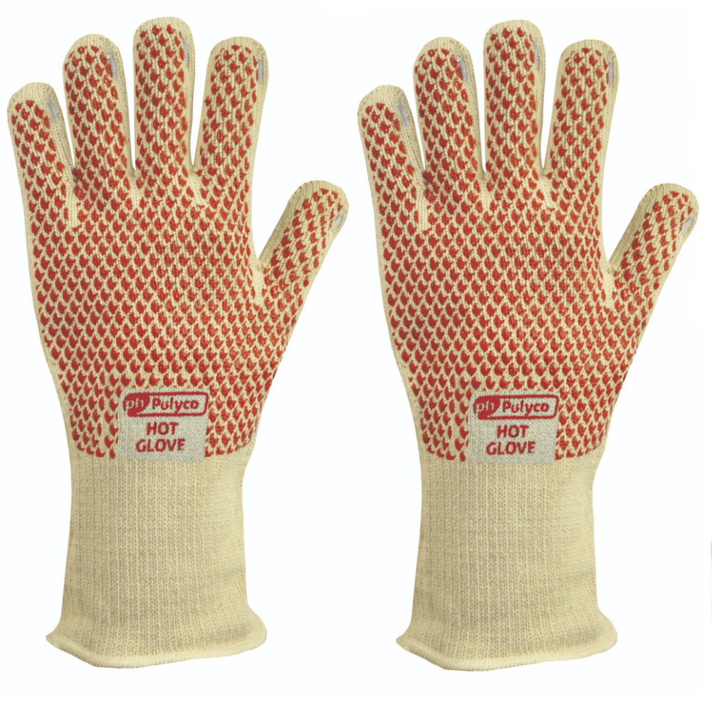Polyco Hot Glove Long Heat Resistant 250°C Cotton Nitrile Grip