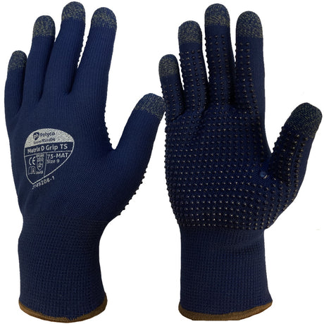 Touch Screen Matrix D Grip Polka Dot Handling Gloves
