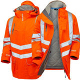 Pulsar Protect Hi Vis Padded Storm Coat Orange Waterproof Railway Workwear