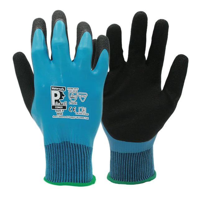 Pred Congo WS6 Waterproof Work Gloves Blue Latex