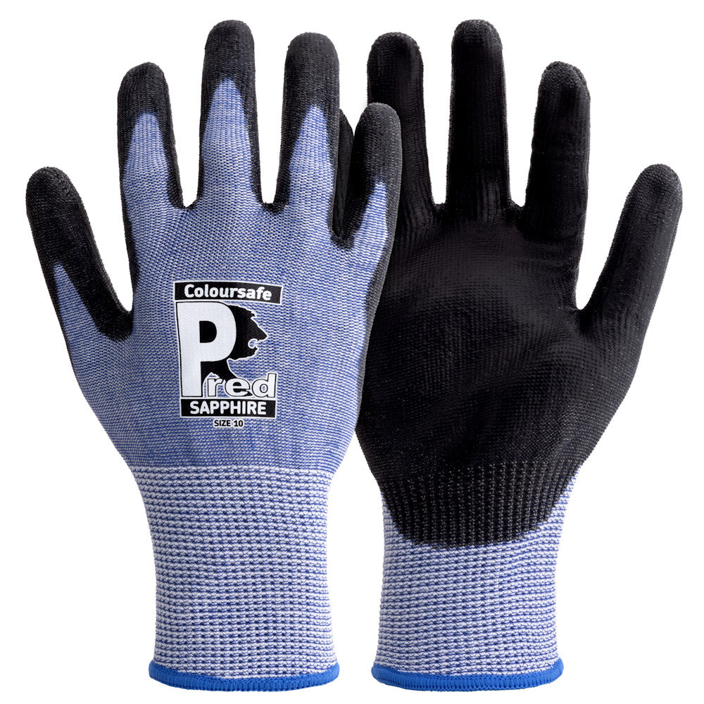 Predator Sapphire Cut Level F Safety Gloves PU Palm HPPE Steel Liner
