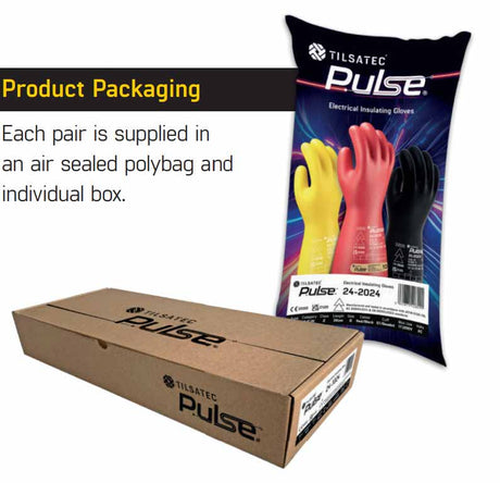 Tilsatec Pulse Class 1 Electrical Insulating Gloves 7500V AC Black/Red