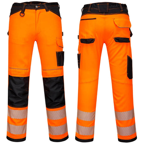 Ladies 2 Way Stretch Holster Pocket Work Trouser Hi Vis Orange