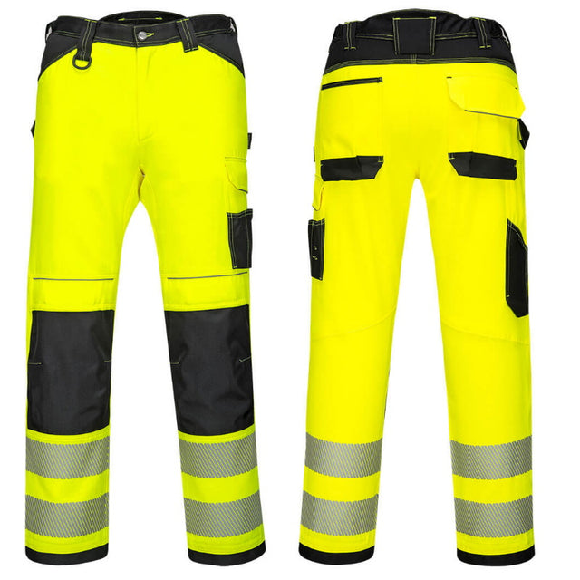 Ladies 2 Way Stretch Holster Pocket Work Trouser Hi Vis Yellow