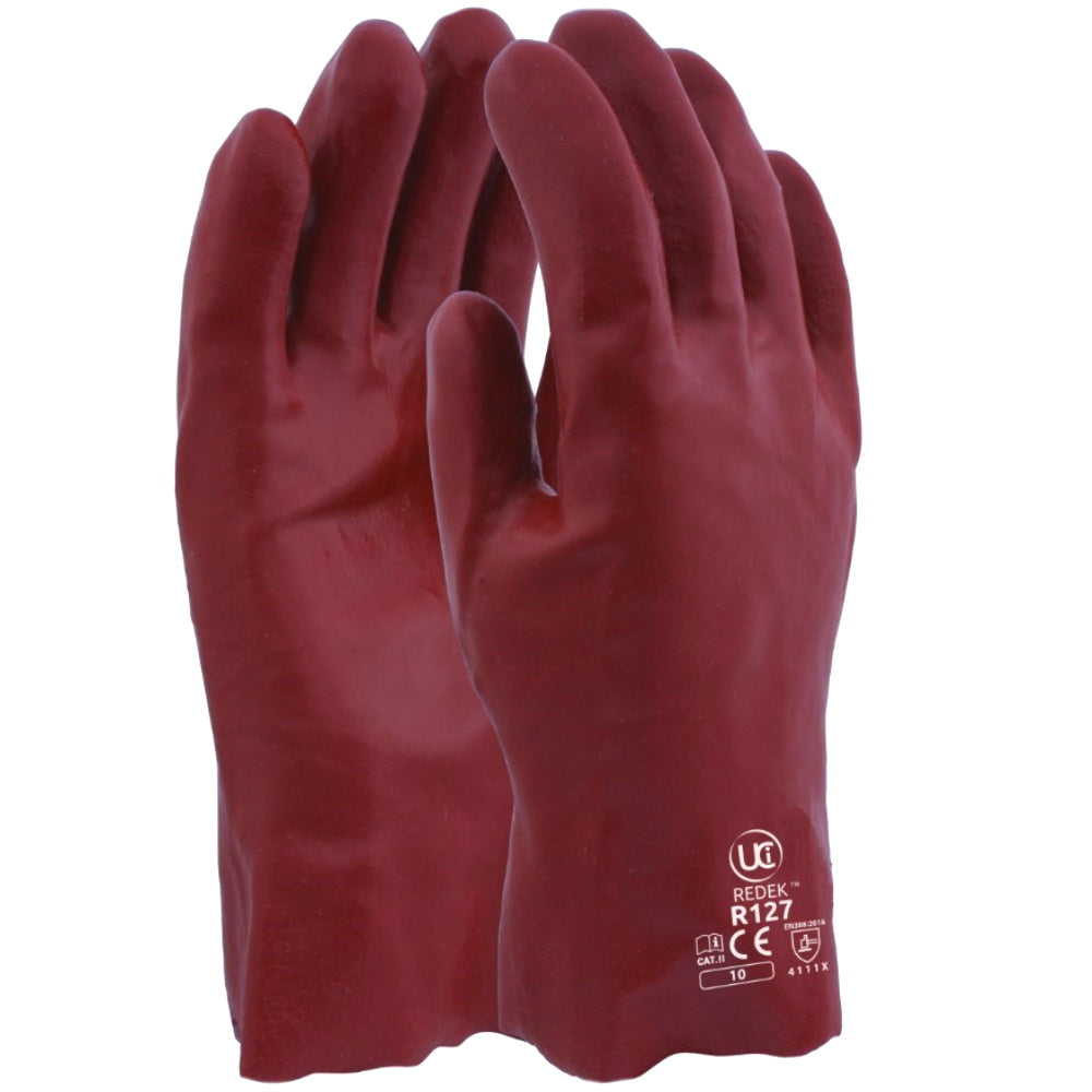 UCi R127 Red PVC Gauntlet Gloves 27cm Waterproof Work Gloves