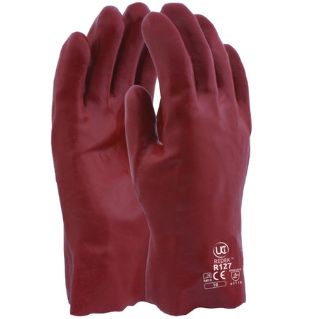 UCi R127 Red PVC Gauntlet Gloves 27cm Waterproof Work Gloves
