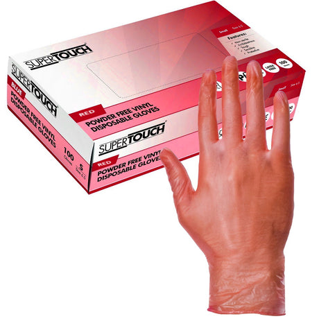 Supertouch Red Vinyl Disposable Gloves Powder Free Medical Grade 1000 Pack