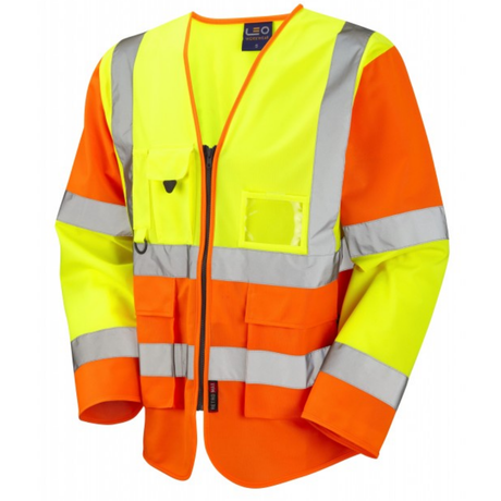 Leo Workwear Wrafton Hi Vis Sleeved Waistcoat Class 3 Railway Compliant Orange