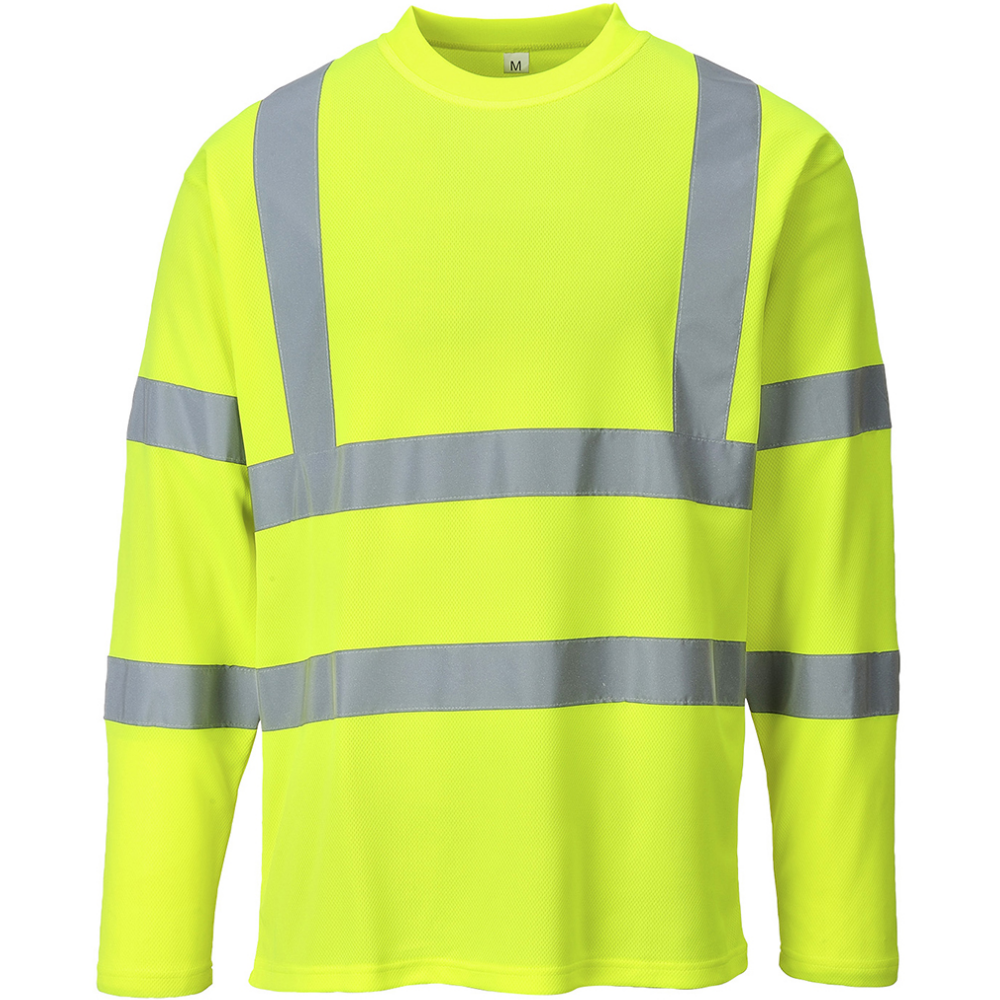 Portwest Hi Vis Long Sleeve T-Shirt Cotton Comfort Class 3 Safety