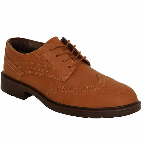 Brown Leather Brogue Pattern Safety Shoe Executive Office Manager