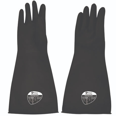 Polyco Chemprotec 44cm Chemical Gauntlets Natural Rubber Heavy Duty Protection