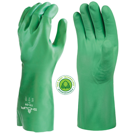 Showa 731 Chemical Resistant Nitrile Gloves 330mm Biodegradable Gauntlets