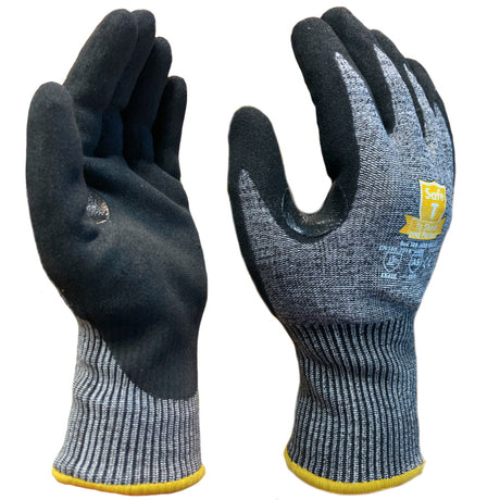 Cut Level E Safe T Work Gloves Sandy Nitrile UHMWPE Protection