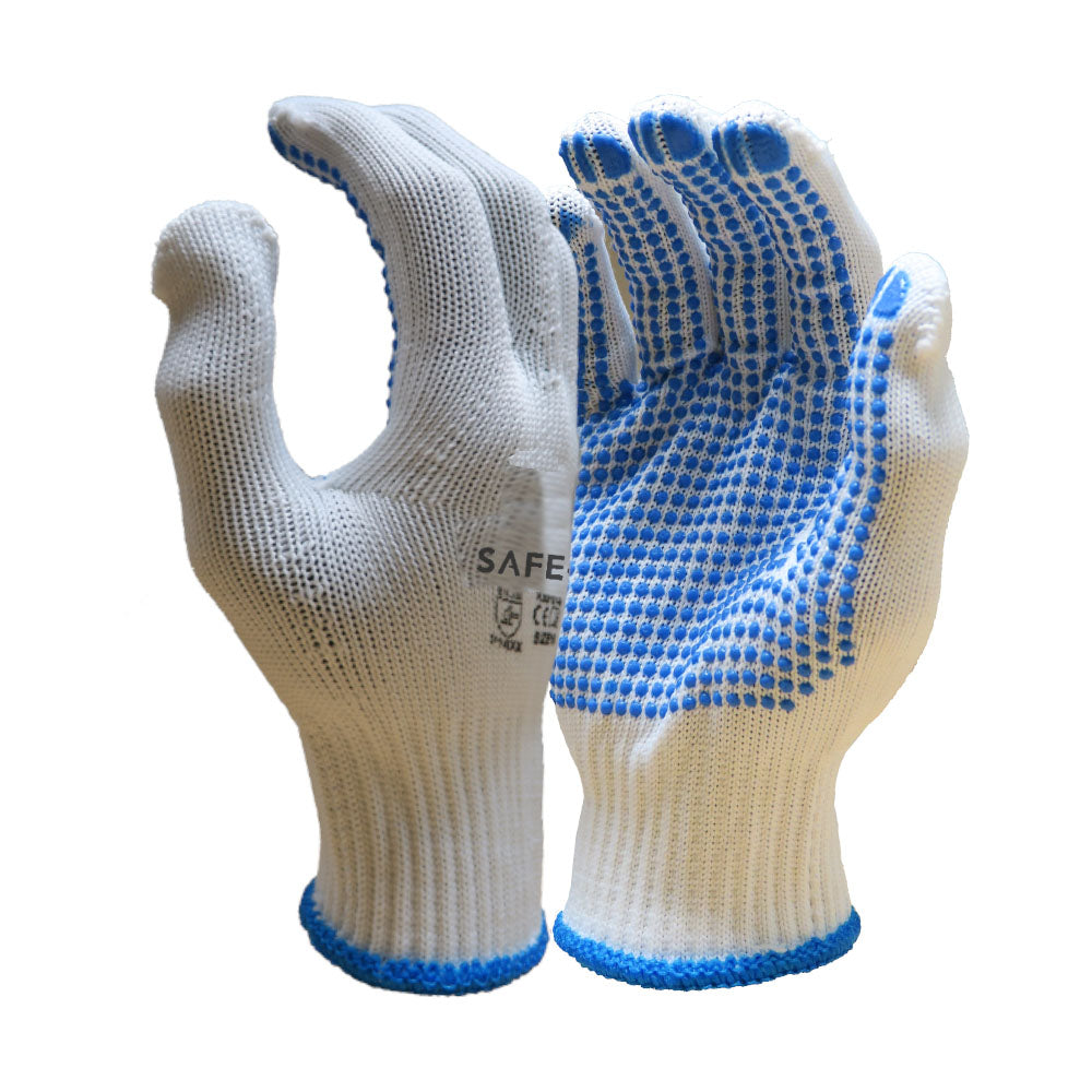 Safe-T PVC Dot Grip Gloves White 13-Gauge