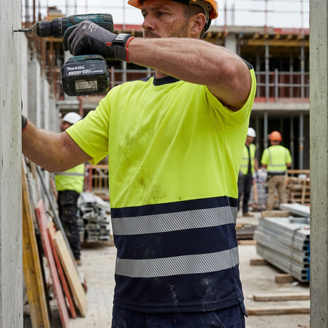 Supertouch Hi Vis Eco CoolAir T-Shirt Yellow/Navy