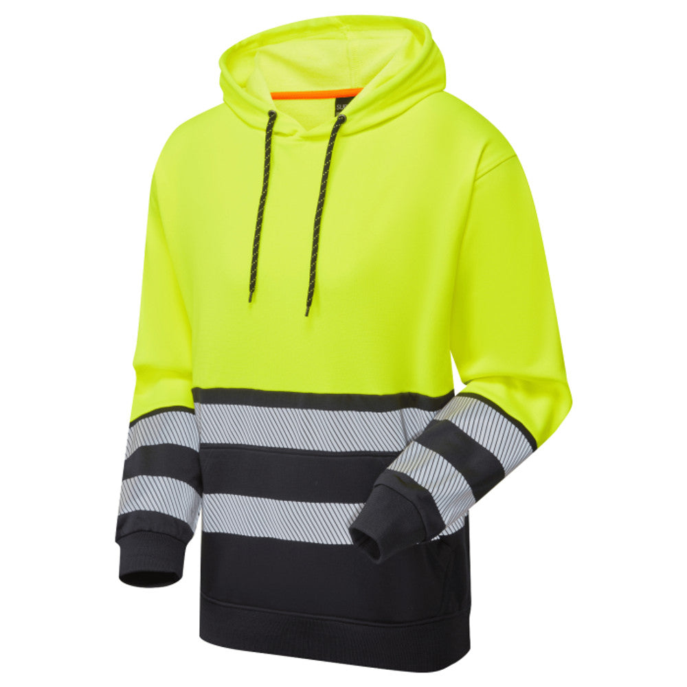 Supertouch Hi Vis Eco Hoodie Yellow Navy CottonCool