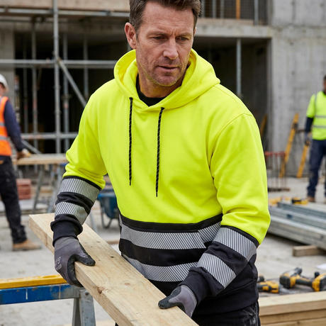 Supertouch Hi Vis Eco Hoodie Yellow Navy CottonCool