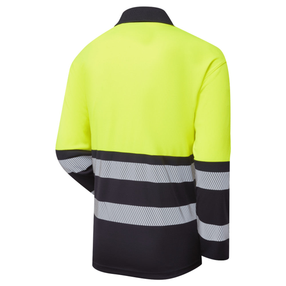 Supertouch Hi-Vis Eco Long Sleeve Polo Yellow Navy