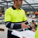 Supertouch Hi-Vis Eco Long Sleeve Polo Yellow Navy