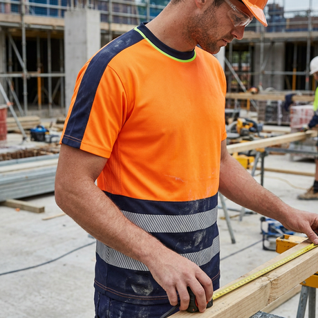 Supertouch Hi Vis Eco T-Shirt Orange Navy CoolAir