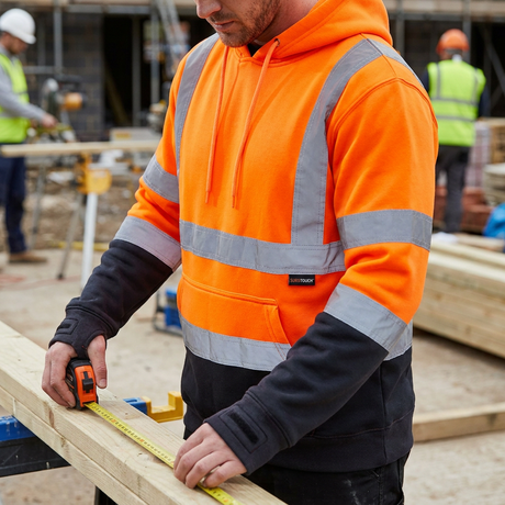 Supertouch Hi Vis Hoodie Orange Navy EN ISO 20471