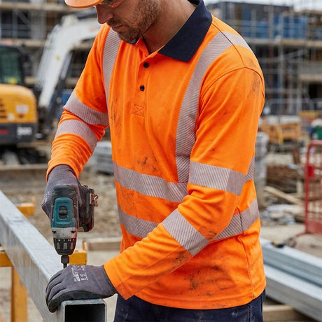 Supertouch Hi Vis Long Sleeve Polo Orange Class 2