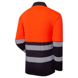 Supertouch Hi Vis Long Sleeve Polo Orange Navy CoolAir