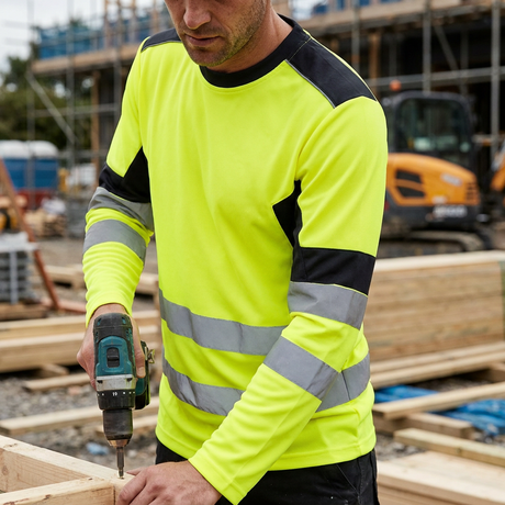 Supertouch Hi-Vis Long Sleeve T-Shirt Yellow CottonCool