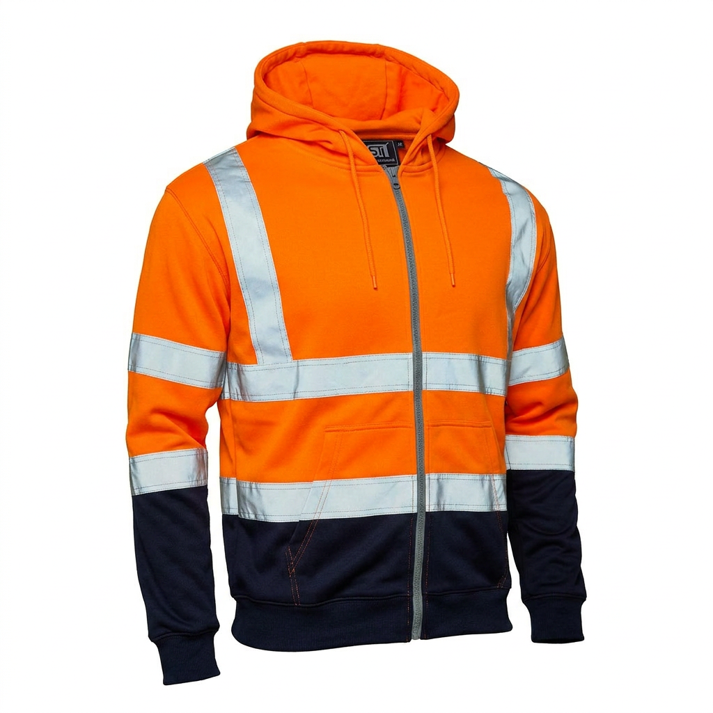 Supertouch Hi Vis Orange Two Tone Hooded Sweatshirt
