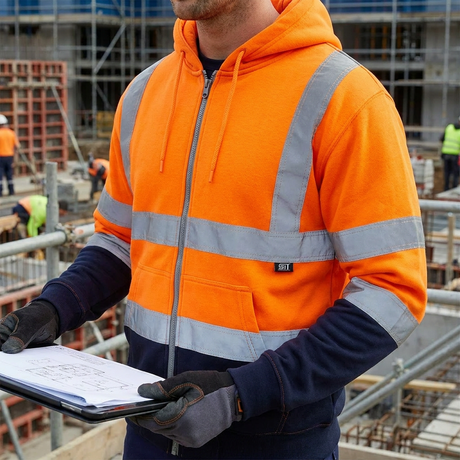 Supertouch Hi Vis Orange Two Tone Hooded Sweatshirt