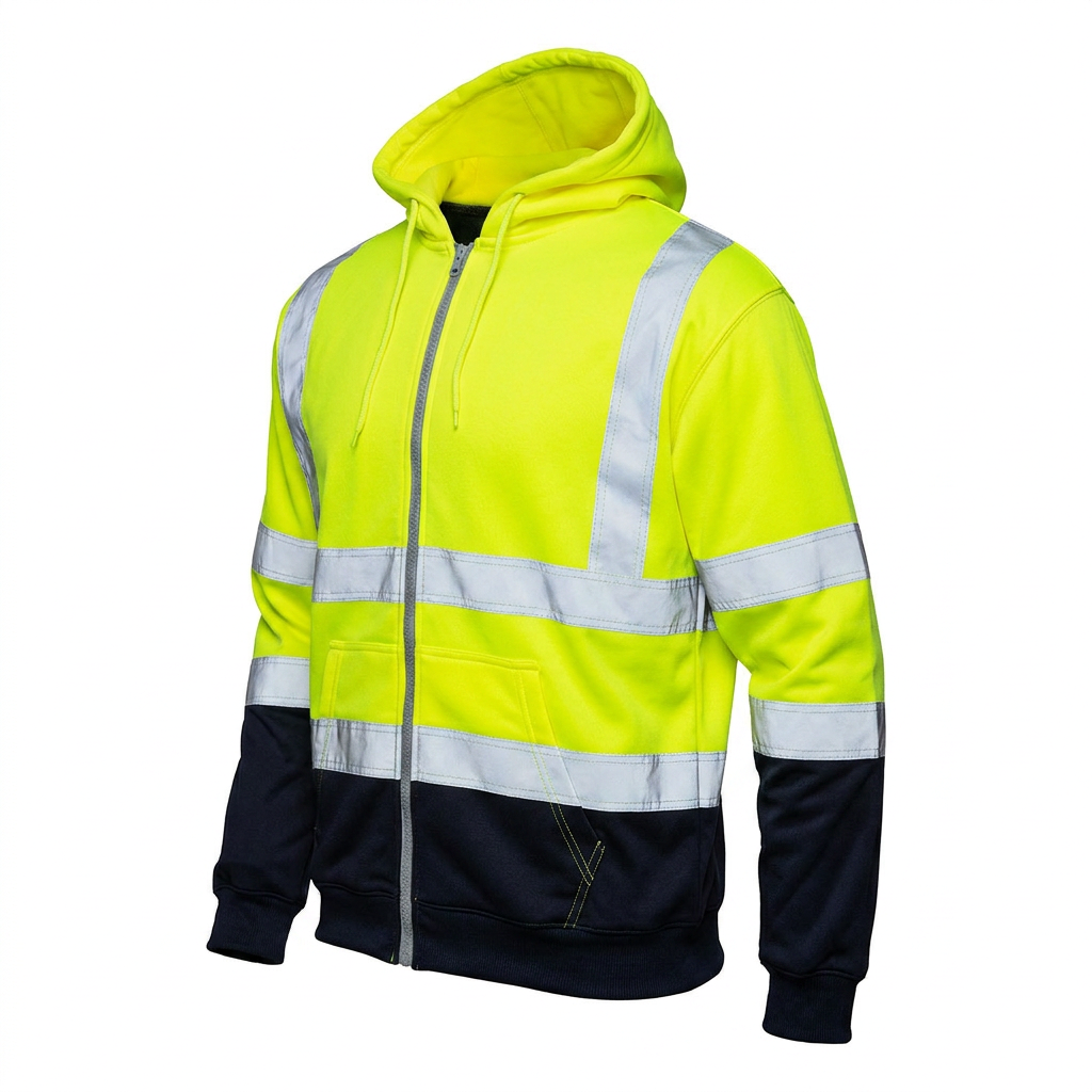 Supertouch Hi Vis Yellow 2 Tone Zipped Hoodie Class 2