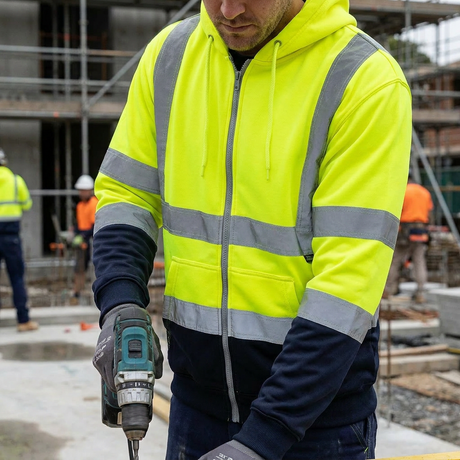 Supertouch Hi Vis Yellow 2 Tone Zipped Hoodie Class 2