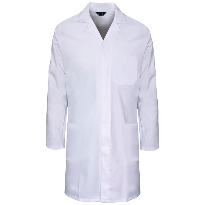 Supertouch Polycotton Lab Coat Concealed Stud Fastener White