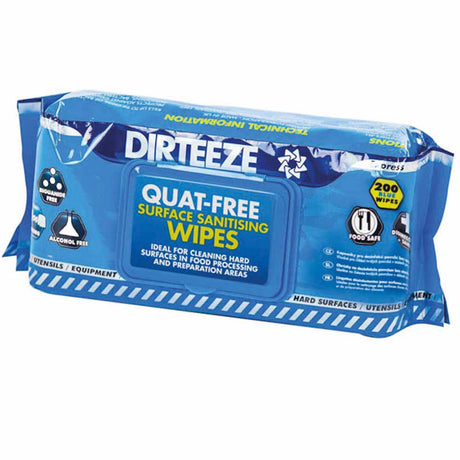Dirteeze Food Safe Sanitising Blue Wipes Handy Pack x 200