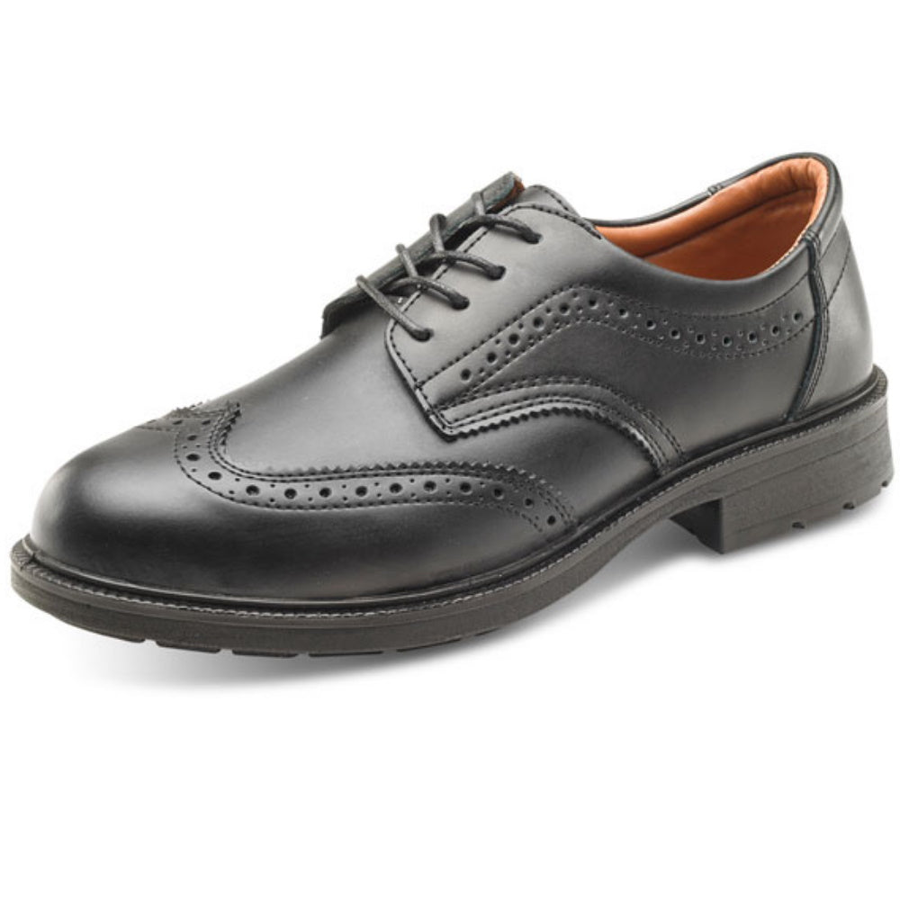 Brogue Style Black Leather Managers Safety Shoe