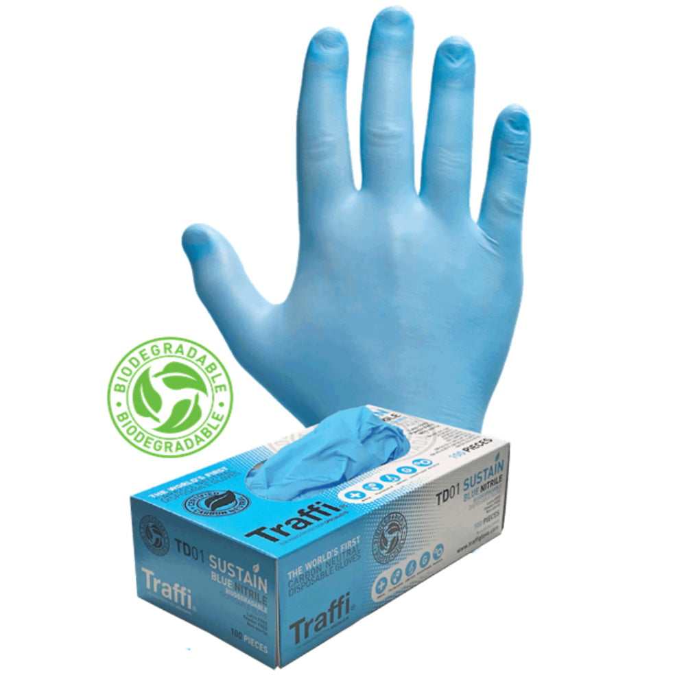 Traffi TD01 Sustain Biodegradable Disposable Nitrile Gloves Carbon Neutral