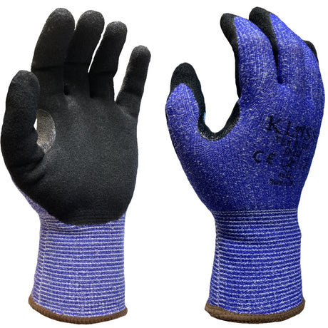 Klass Tek Blue Cut Resistant Gloves Level C Sandy Nitrile Work Gloves