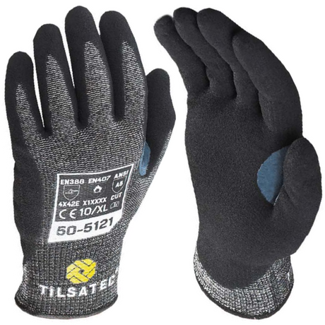 Tilsatec Cut Level F Safety Gloves Nitrile Palm Thumb Reinforced Work Gloves