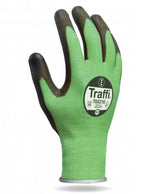 Traffi TG5210 Green Cut Level C PU Gloves Dry Grip