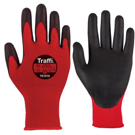 Traffi TG1010 X-Dura PU Coated Work Gloves Cut Level A