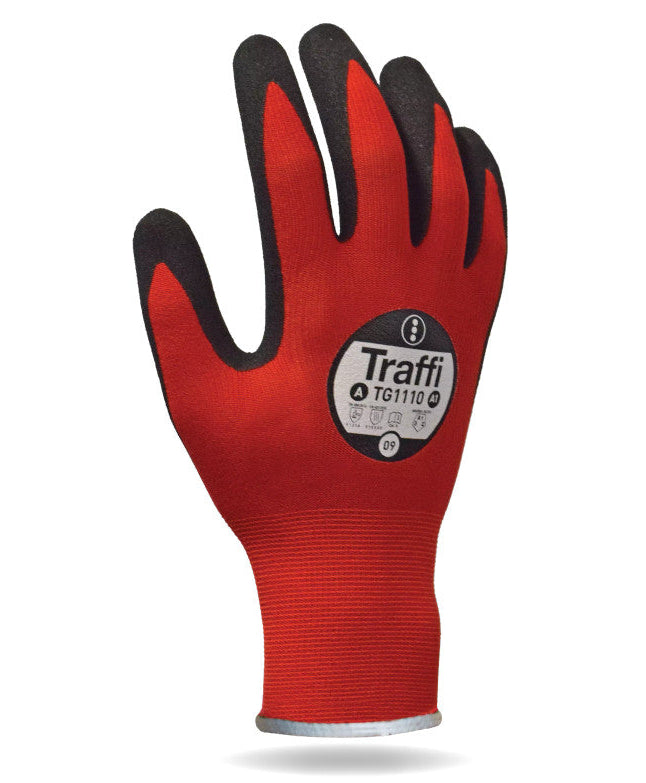Traffi TG1110 Cut Level A Nitrile Grip Safety Gloves