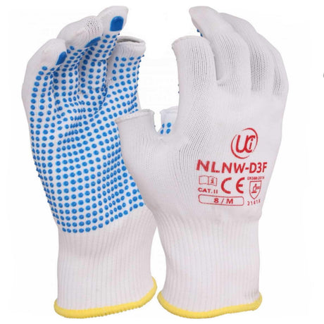 UCi Part Fingerless Nylon Gloves PVC Dotted Precision Work Gloves